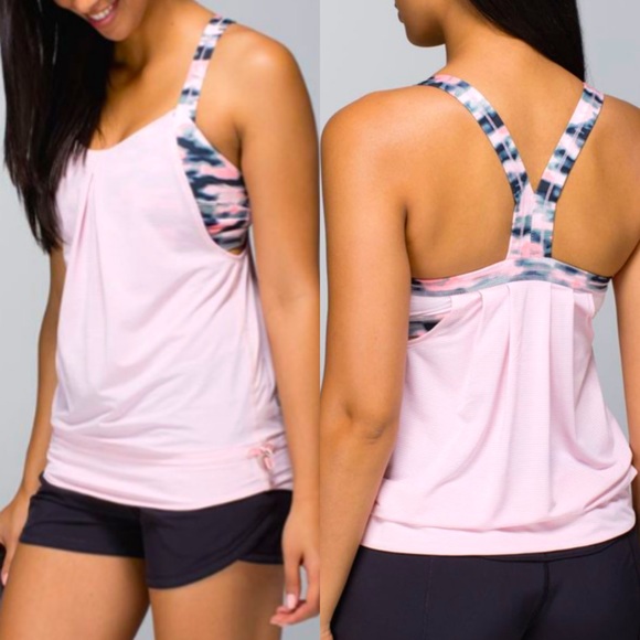 Lululemon Rest Less Tank Heathered Barely Pink 
Wamo Camo Barely Pink Top Size 6 - Picture 1 of 6